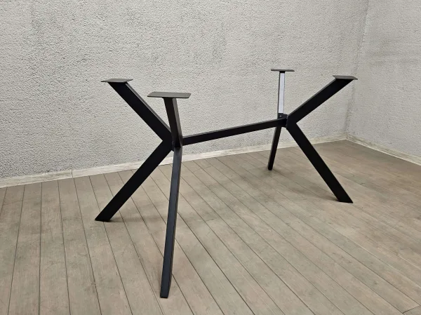 musa-table-legs-16 Minimalist black steel table base with four angled legs for furniture design